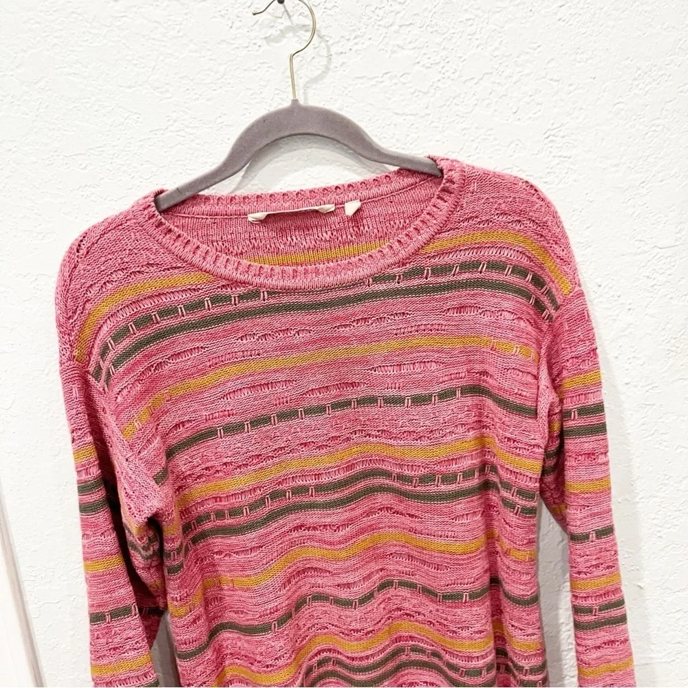 Soft Surroundings Sweater Women's XS Lisabetta Art Stripe Dusty Cedar Blush Pink